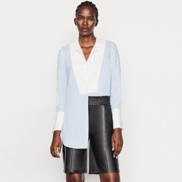 Frame Striped Blue White Collared Chambray Shirt S - Picture 3 of 7